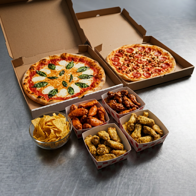 Party Deal: 2 Large Pizzas + 30 Wings.