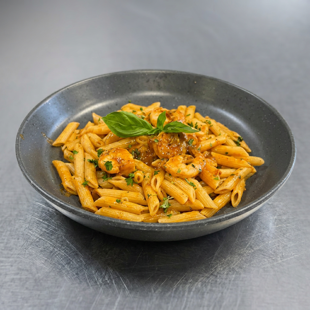 Penne alla Vodka with Shrimp.