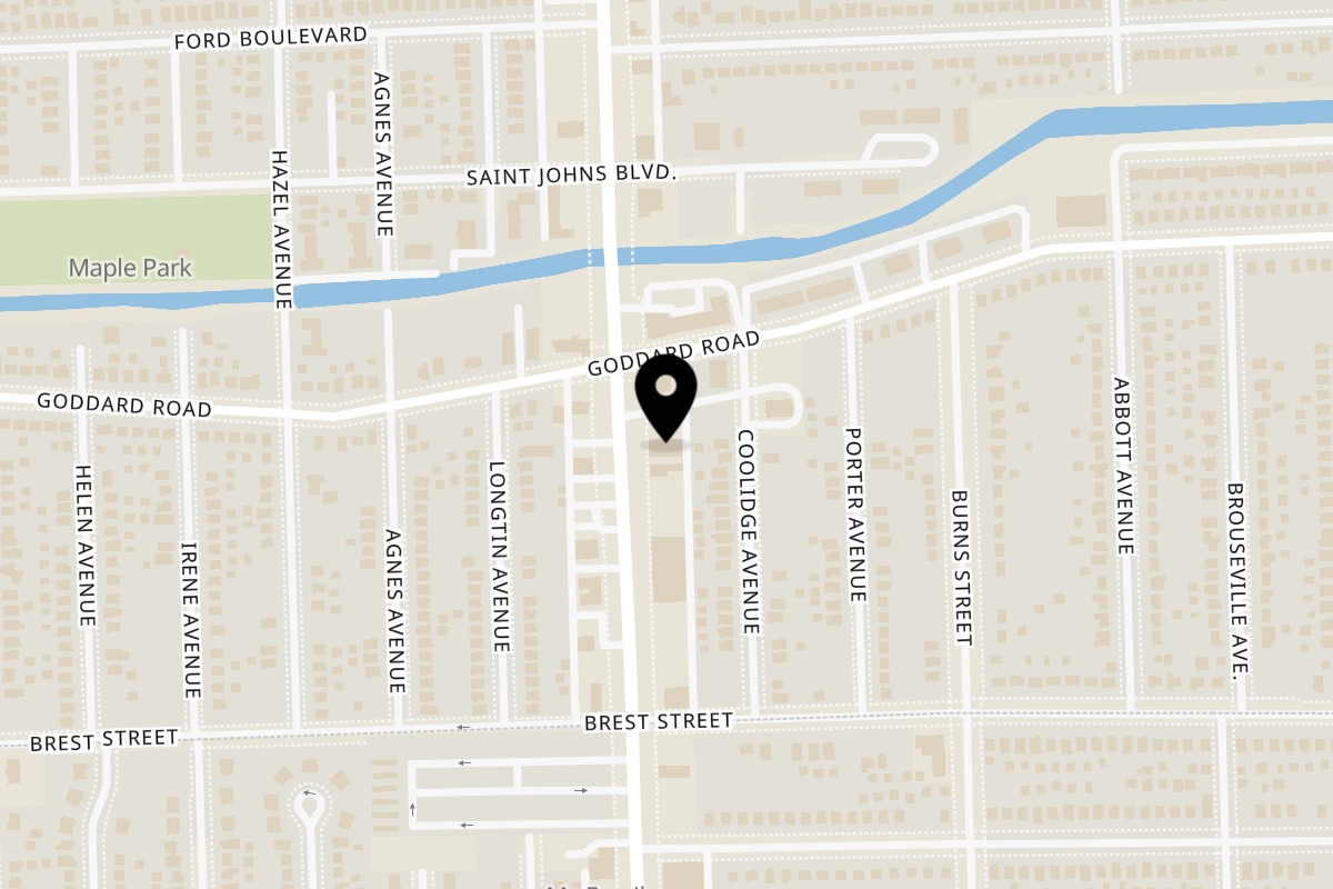 Map showing the location of Aria's Brick Oven Pizzeria on 4141 Dix Hwy in Lincoln Park